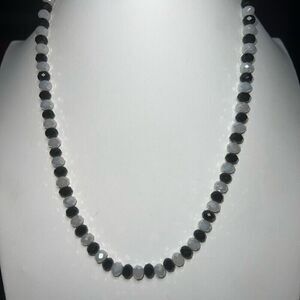 Vintage Black and Opalescent Glass‎ Faceted Beaded Necklace